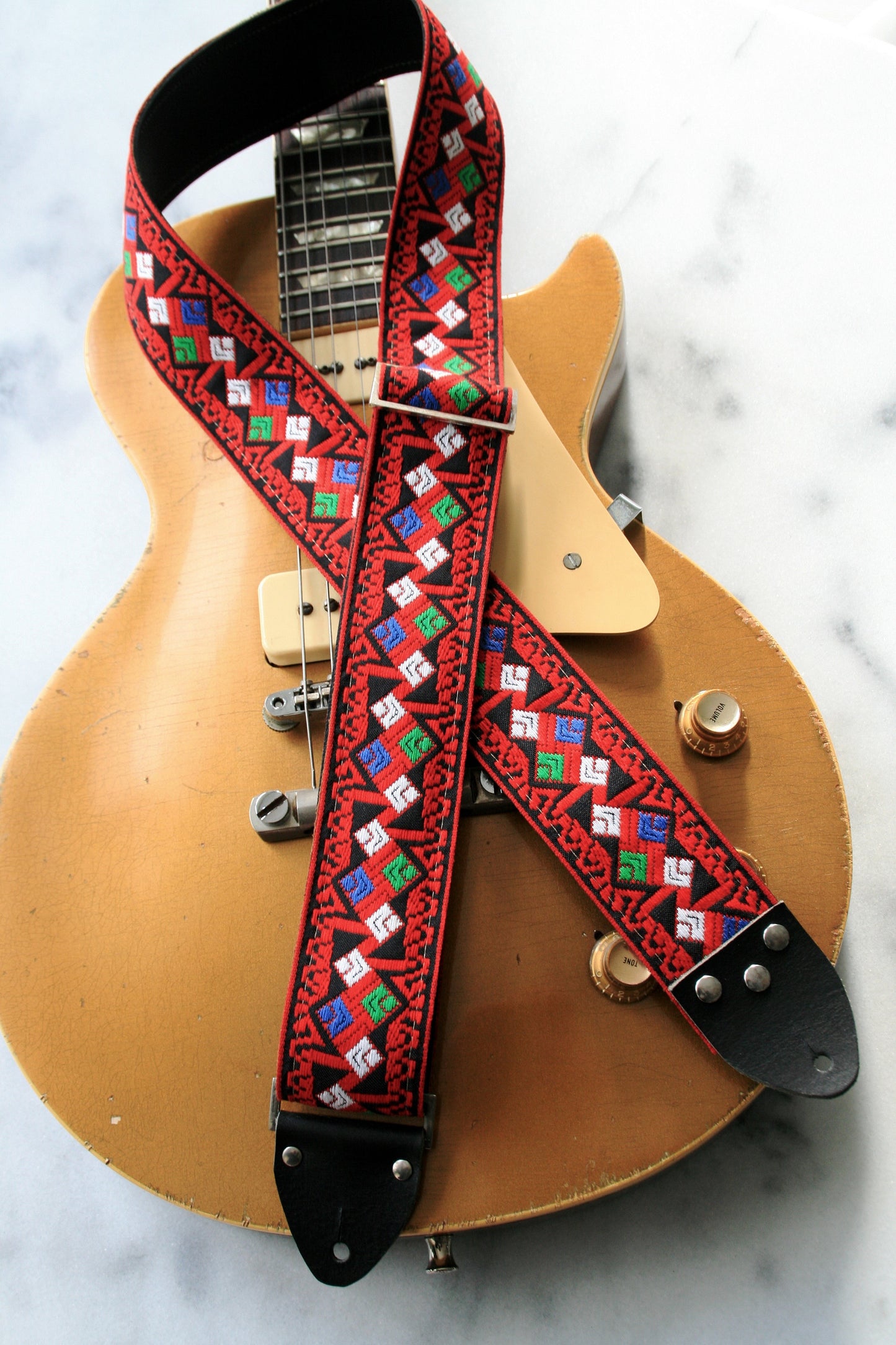 Red 'Diamonds' Guitar/Bass Hippie Strap