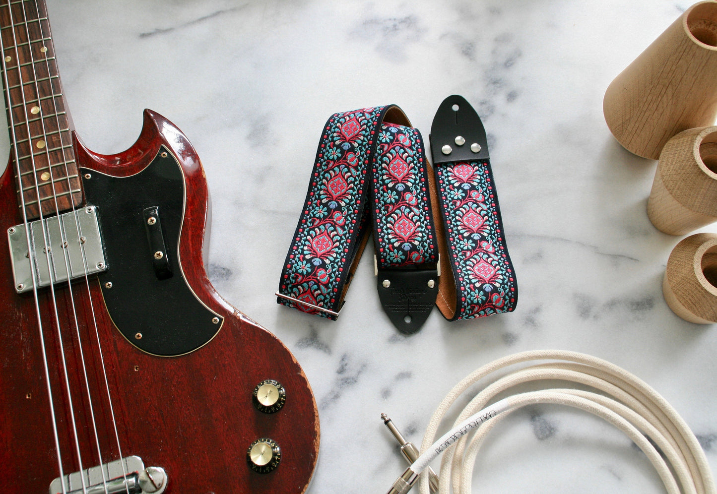 Purple 'Peacock' Guitar/Bass Hippie Strap