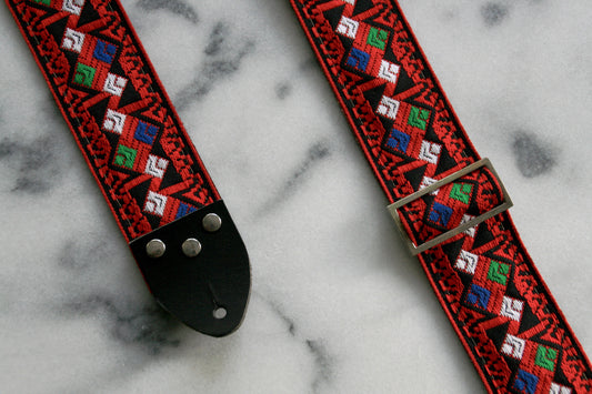 Red 'Diamonds' Guitar/Bass Hippie Strap