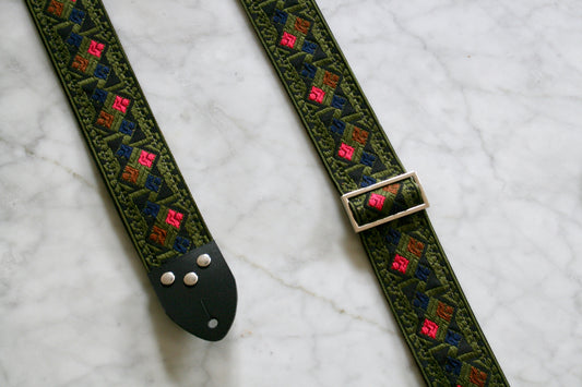 Olive 'Diamonds' Guitar/Bass Hippie Strap