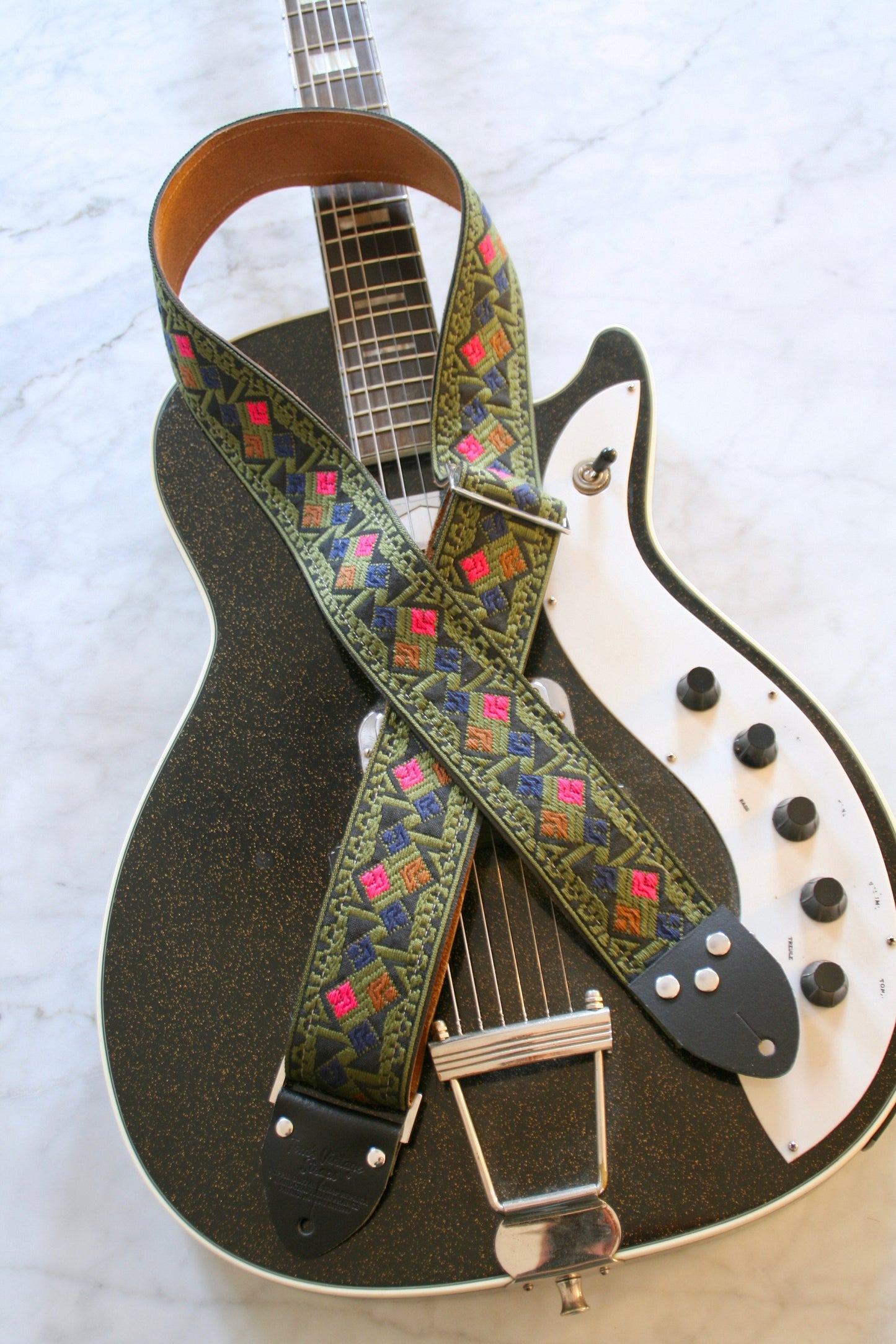 Olive 'Diamonds' Guitar/Bass Hippie Strap