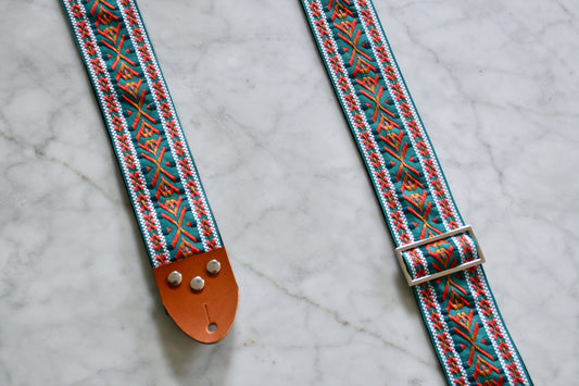 Turquoise 'Lindy' Guitar/Bass Hippie Strap