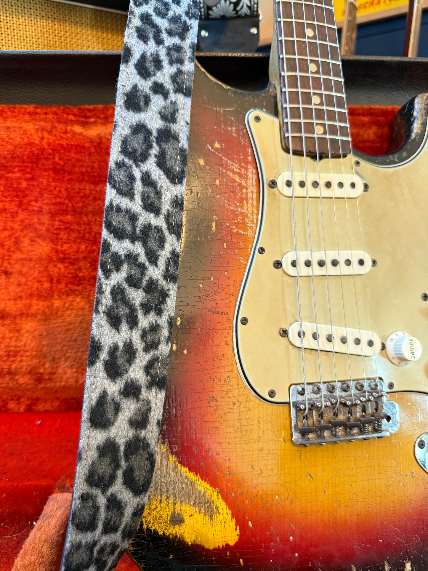Grey 'Leopard' Guitar/Bass Hippie Strap