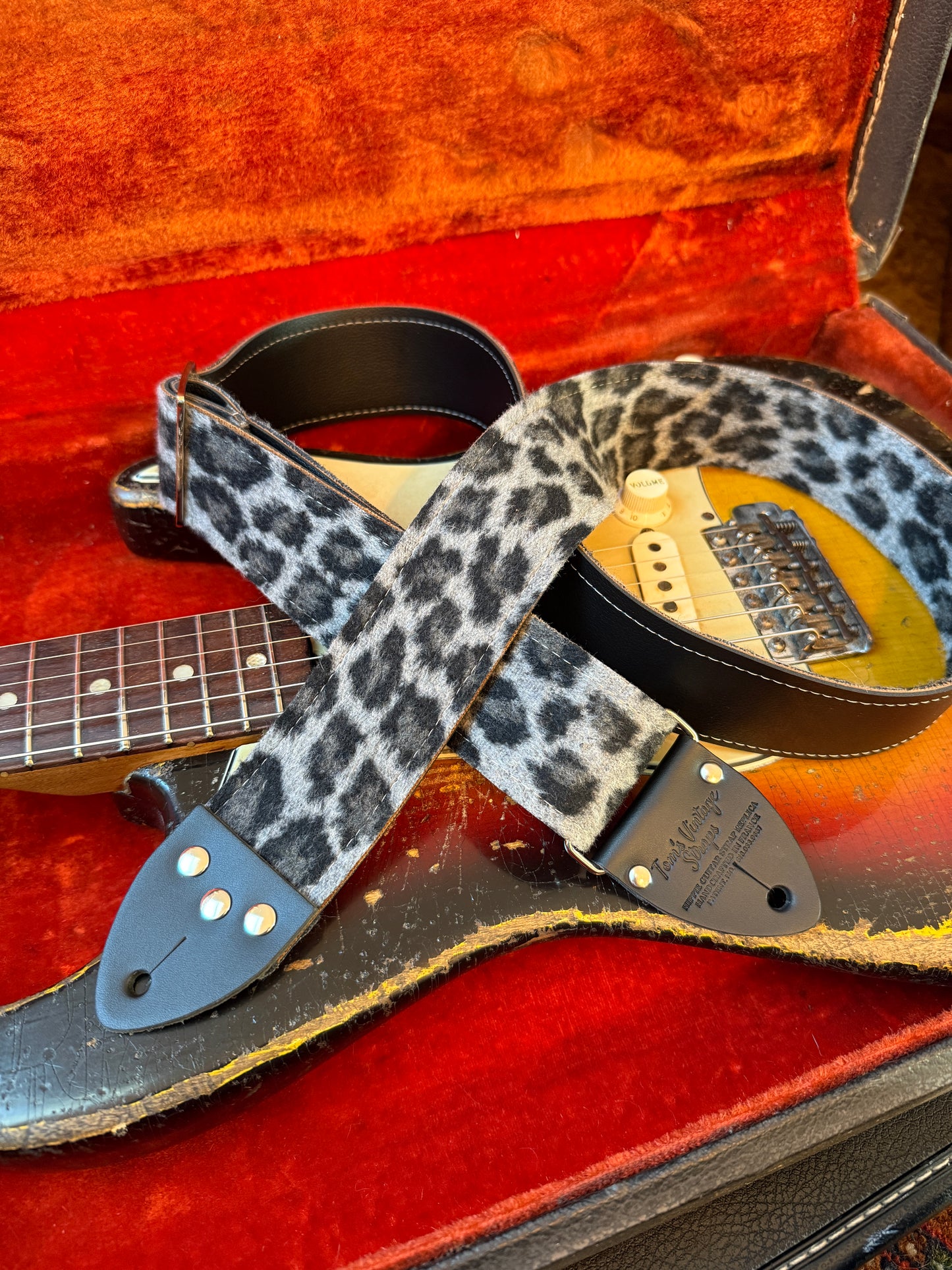 Grey 'Leopard' Guitar/Bass Hippie Strap