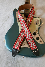 Load image into Gallery viewer, Red &#39;Greenwich&#39; Guitar/Bass Hippie Strap
