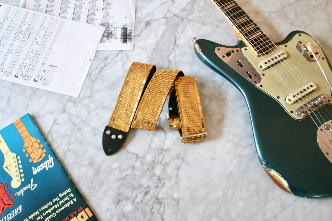 Gold 'Sequin' Guitar/Bass Hippie Strap