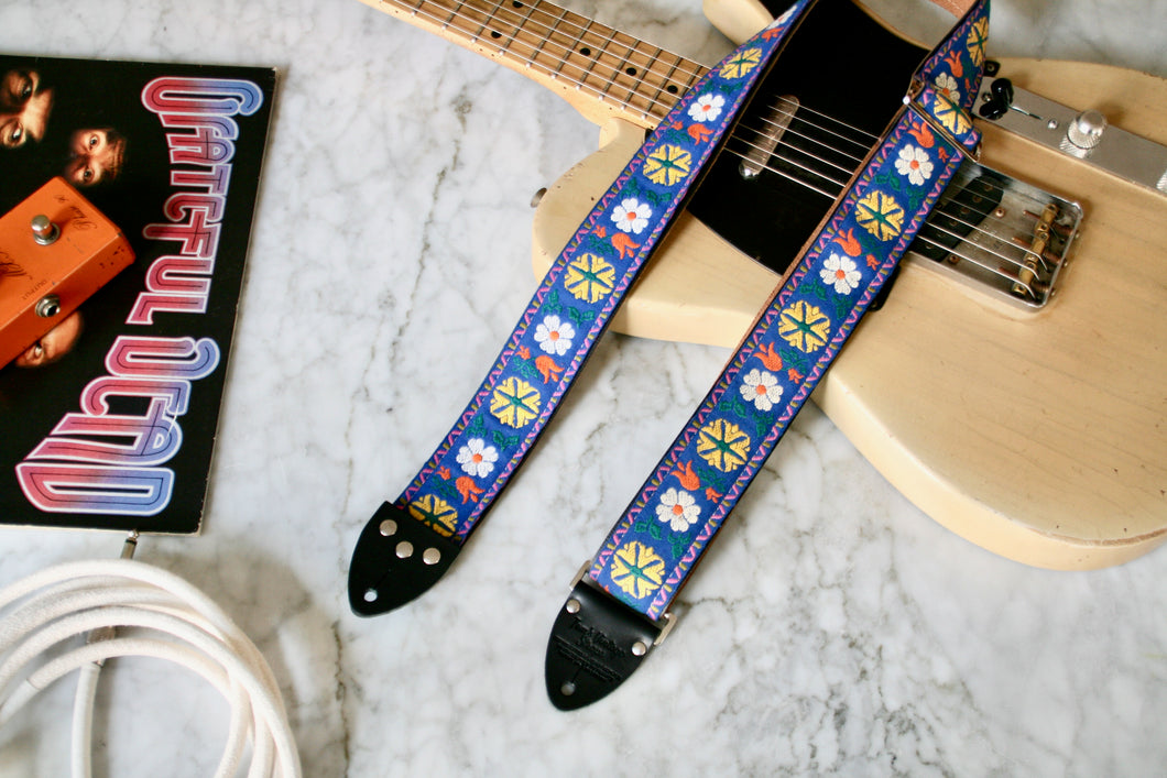 Indigo 'Dahlia' Guitar/Bass Hippie Strap