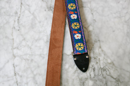 Indigo 'Dahlia' Guitar/Bass Hippie Strap