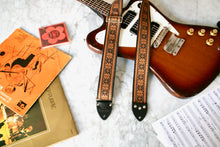 Load image into Gallery viewer, Brown &#39;Poinsettia&#39; Guitar/Bass Hippie Strap
