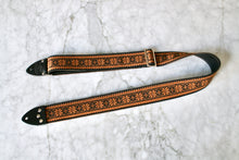Load image into Gallery viewer, Brown &#39;Poinsettia&#39; Guitar/Bass Hippie Strap
