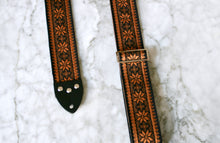 Load image into Gallery viewer, Brown &#39;Poinsettia&#39; Guitar/Bass Hippie Strap
