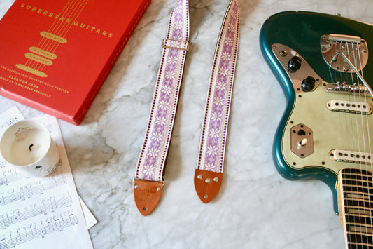 Lilac 'Poinsettia' Guitar/Bass Hippie Strap