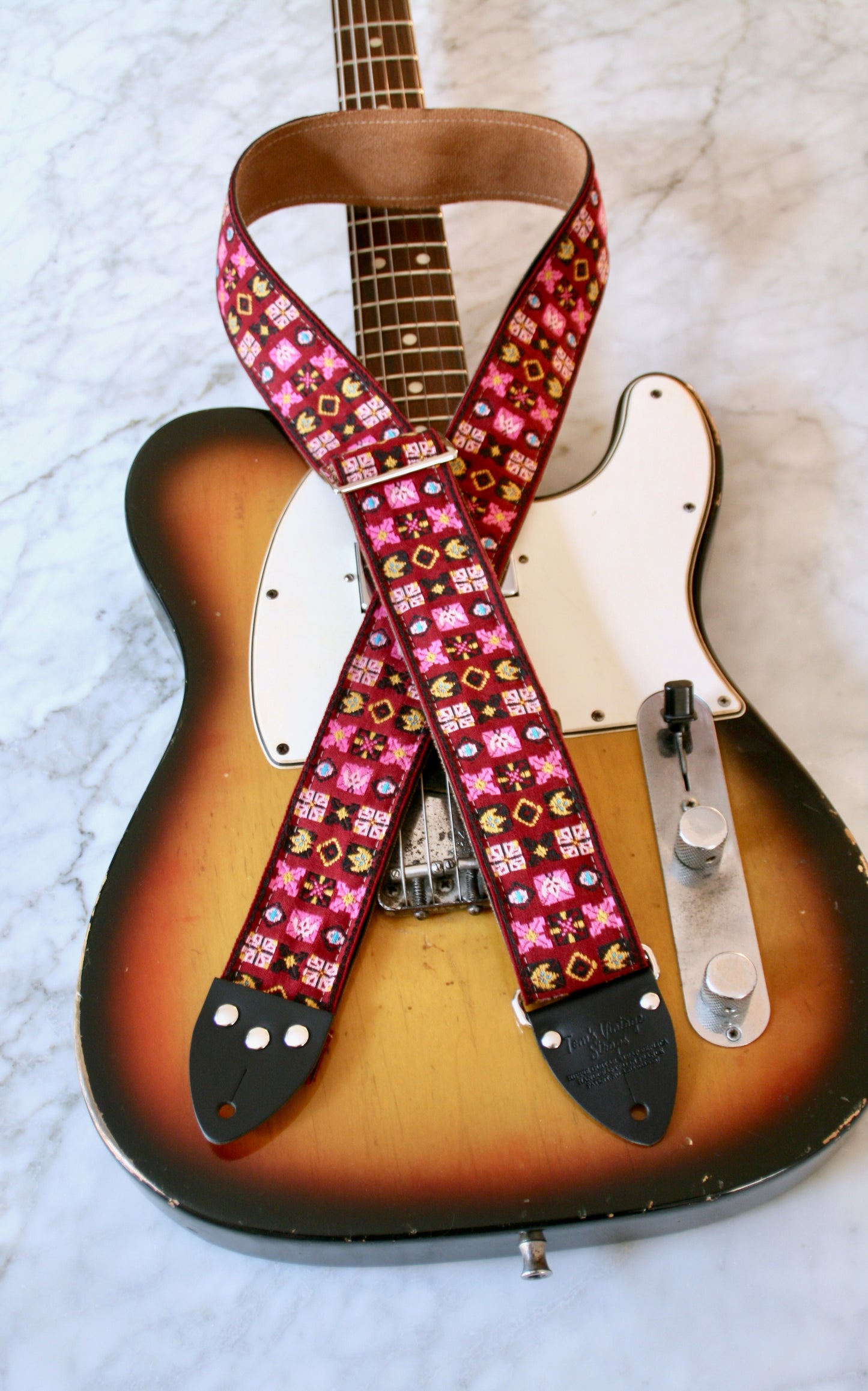 Wine Red 'Woodstock' Guitar/Bass Hippie Strap