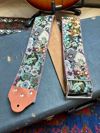 Custom wide 3" 'Bouquet Tapestry' Guitar/Bass Hippie Strap
