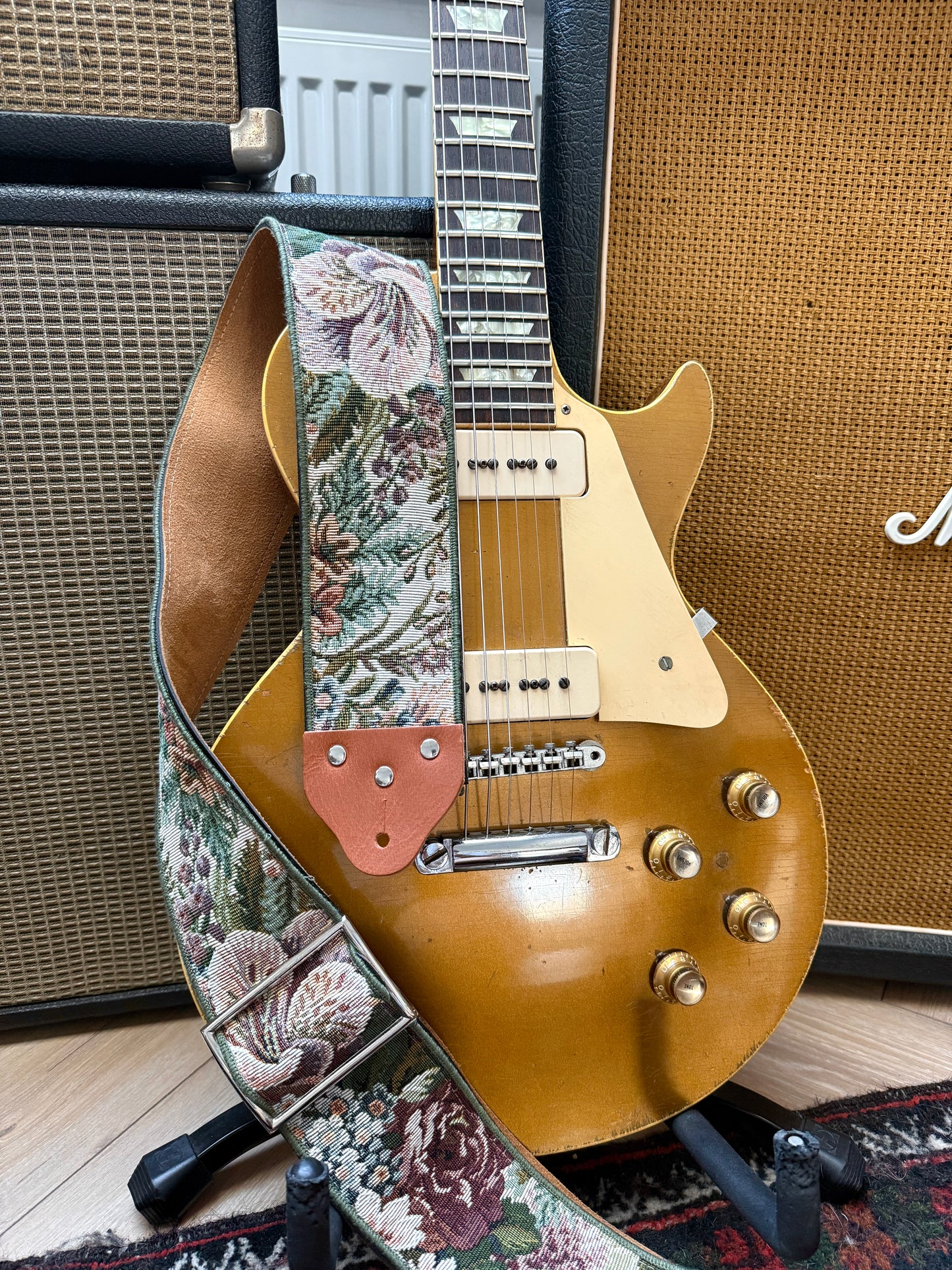 Custom wide 3" 'Sage Forest Tapestry' Guitar/Bass Hippie Strap