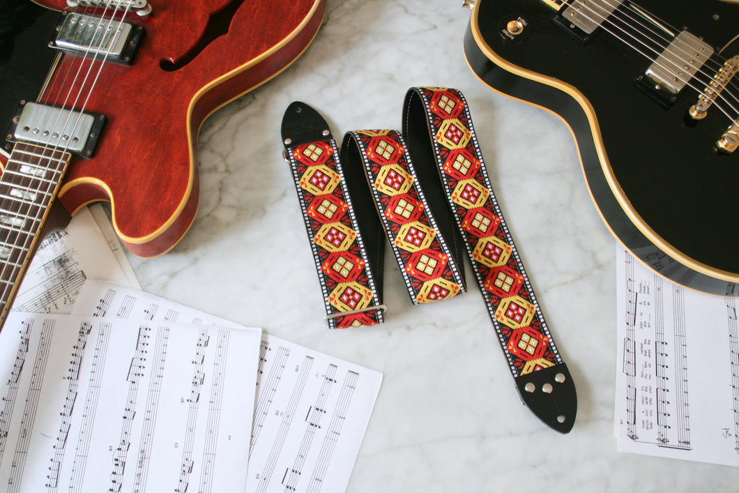 Orange 'Honeycomb'  Guitar/Bass Hippie Strap