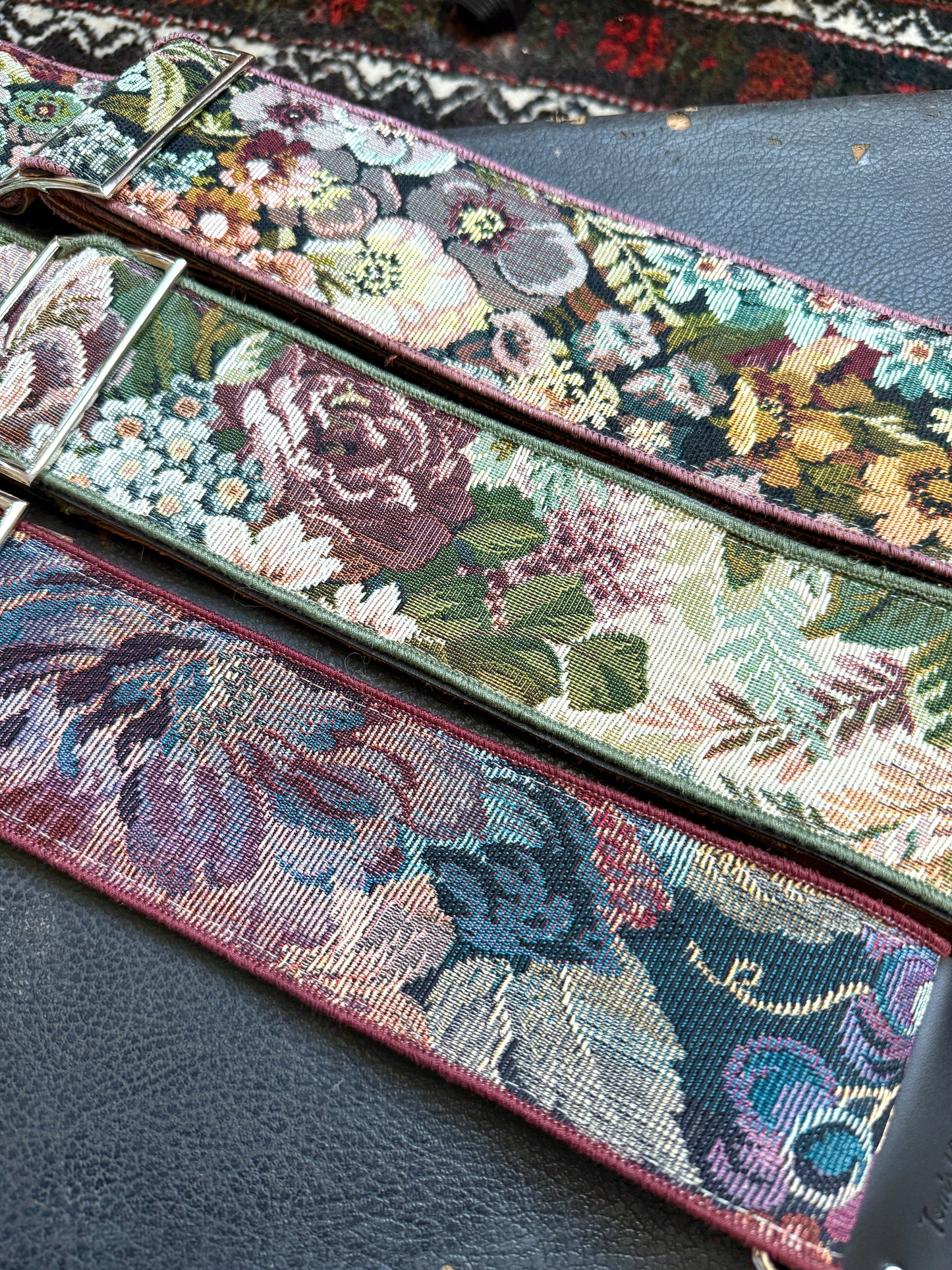 Custom wide 3" 'Floral Tapestry' Guitar/Bass Hippie Strap