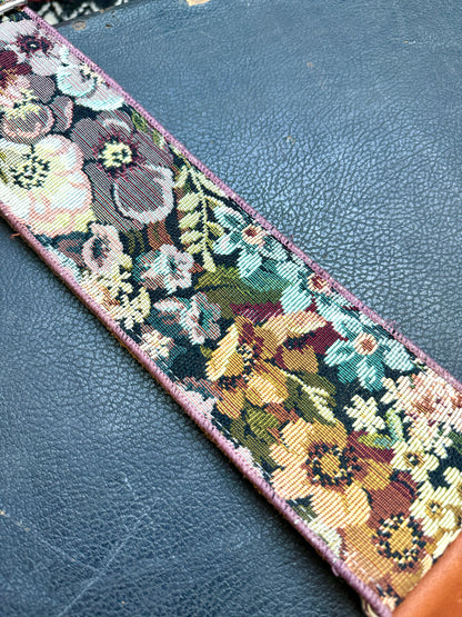 Custom wide 3" 'Bouquet Tapestry' Guitar/Bass Hippie Strap