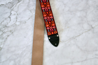 Burgundy 'Woodstock' Guitar/Bass Hippie Strap