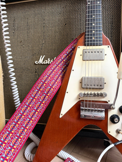 Custom wide 3" Red 'Tapestry' Guitar/Bass Hippie Strap