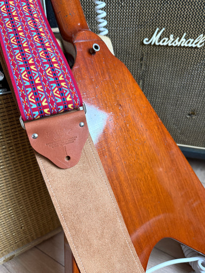 Custom wide 3" Red 'Tapestry' Guitar/Bass Hippie Strap