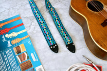 Load image into Gallery viewer, Turquoise &#39;Diamonds&#39; Guitar/Bass Hippie Strap
