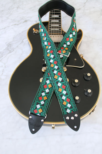 Green 'Diamonds' Guitar/Bass Hippie Strap