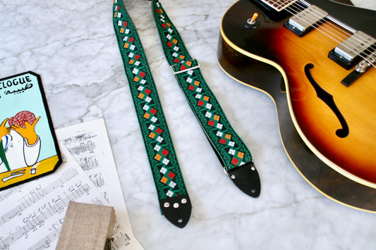 Green 'Diamonds' Guitar/Bass Hippie Strap
