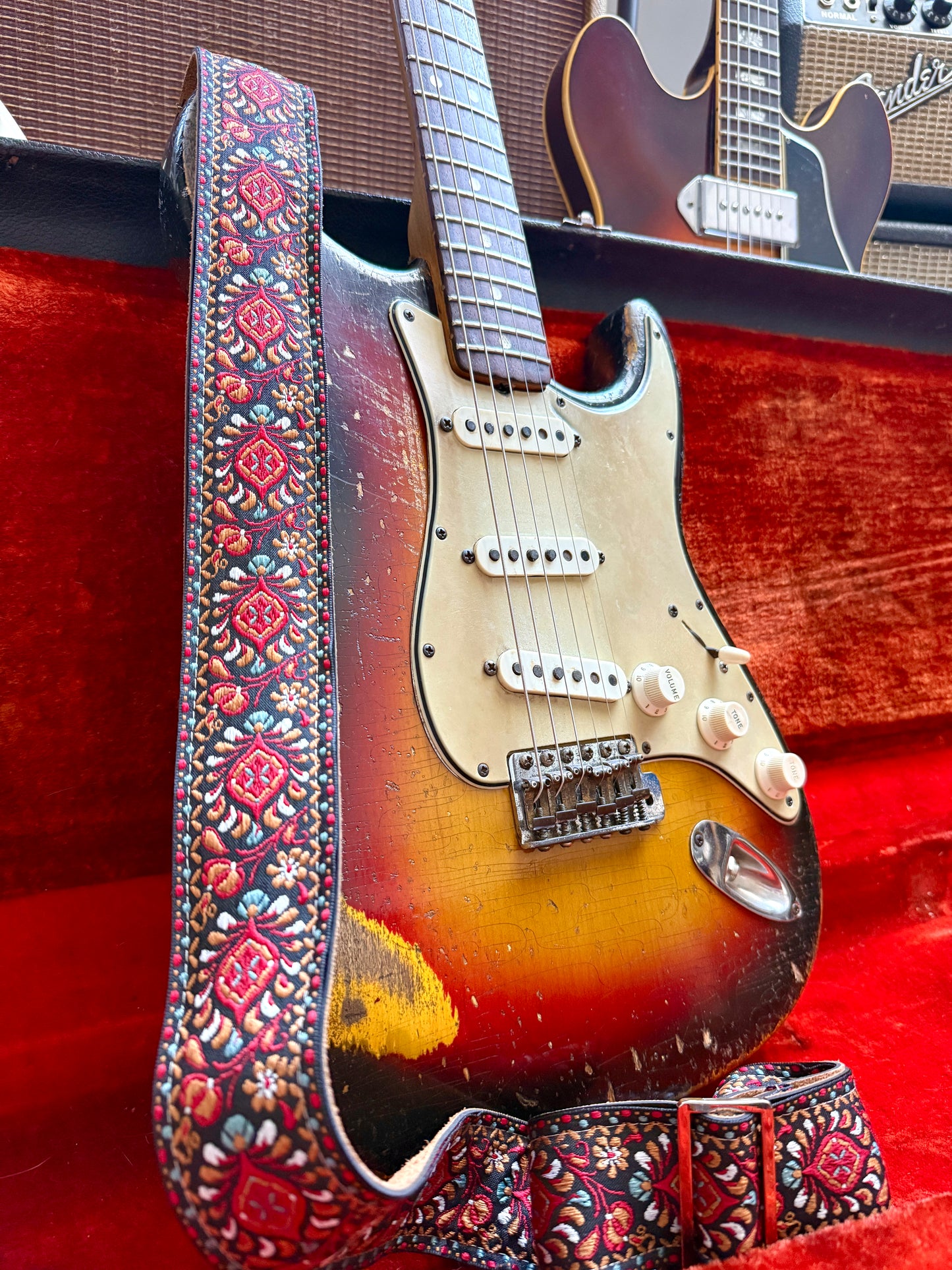 Ruby 'Peacock' Guitar/Bass Hippie Strap