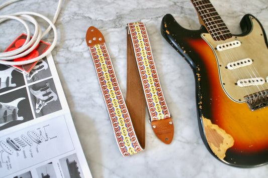 White 'Boho' Guitar/Bass Hippie Strap
