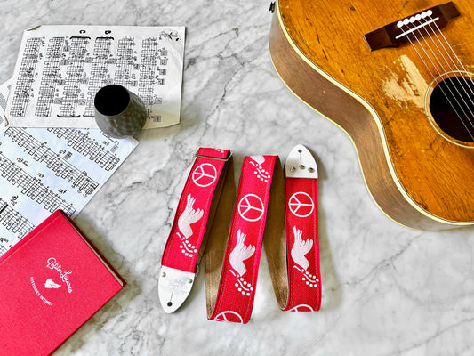 Red 'Peace' Guitar/Bass Hippie Strap