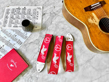 Load image into Gallery viewer, Red &#39;Peace&#39; Guitar/Bass Hippie Strap
