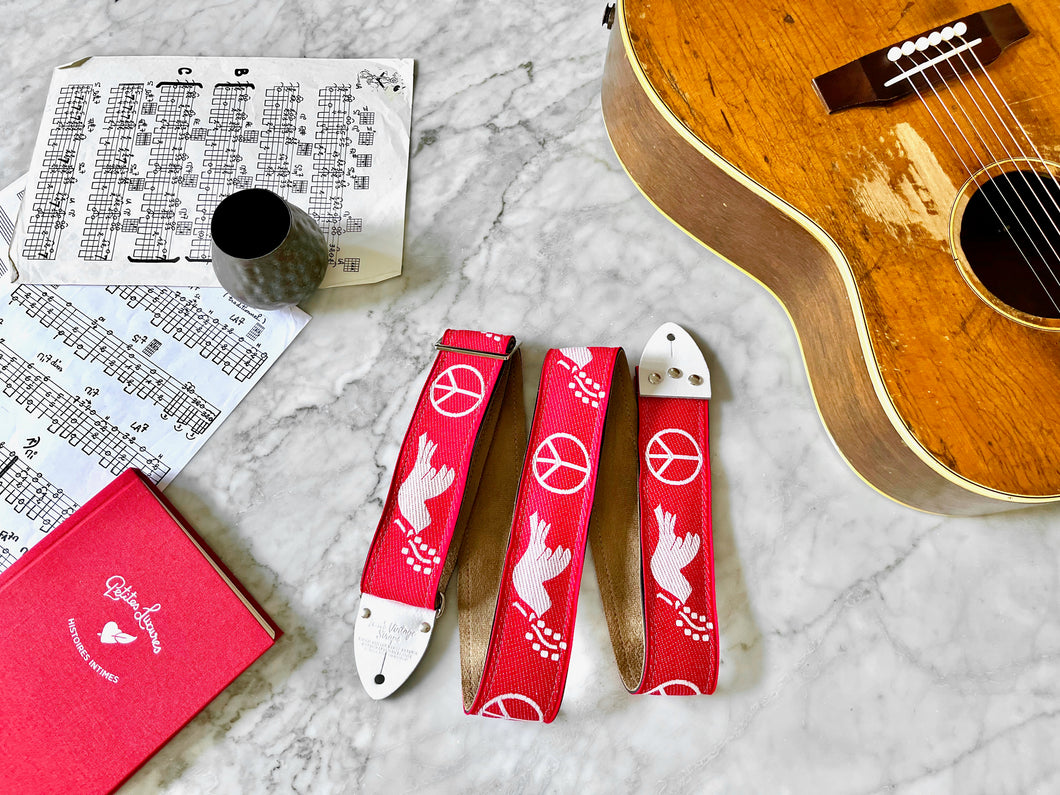 Red 'Peace' Guitar/Bass Hippie Strap