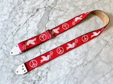 Load image into Gallery viewer, Red &#39;Peace&#39; Guitar/Bass Hippie Strap
