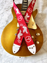 Load image into Gallery viewer, Red &#39;Peace&#39; Guitar/Bass Hippie Strap

