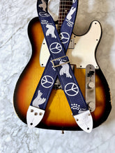 Load image into Gallery viewer, Blue &#39;Peace&#39; Guitar/Bass Hippie Strap
