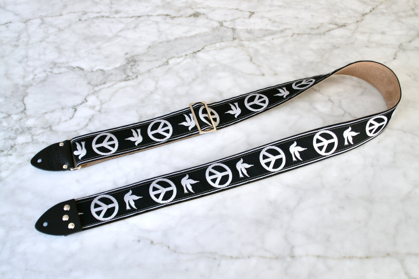 Black 'Peace' Guitar/Bass Hippie Strap