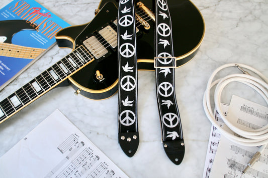Black 'Peace' Guitar/Bass Hippie Strap
