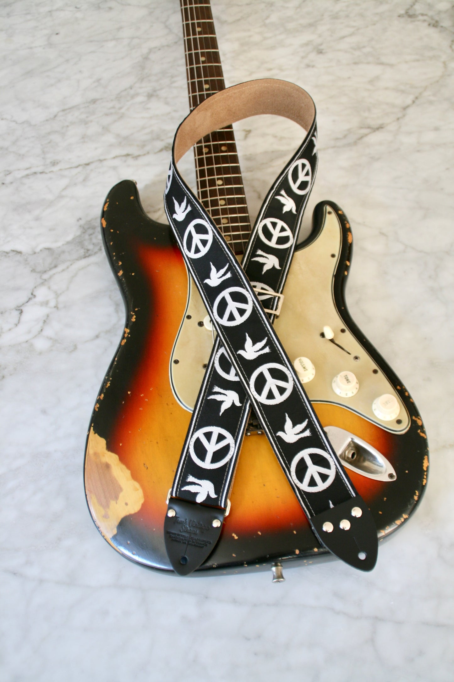 Black 'Peace' Guitar/Bass Hippie Strap