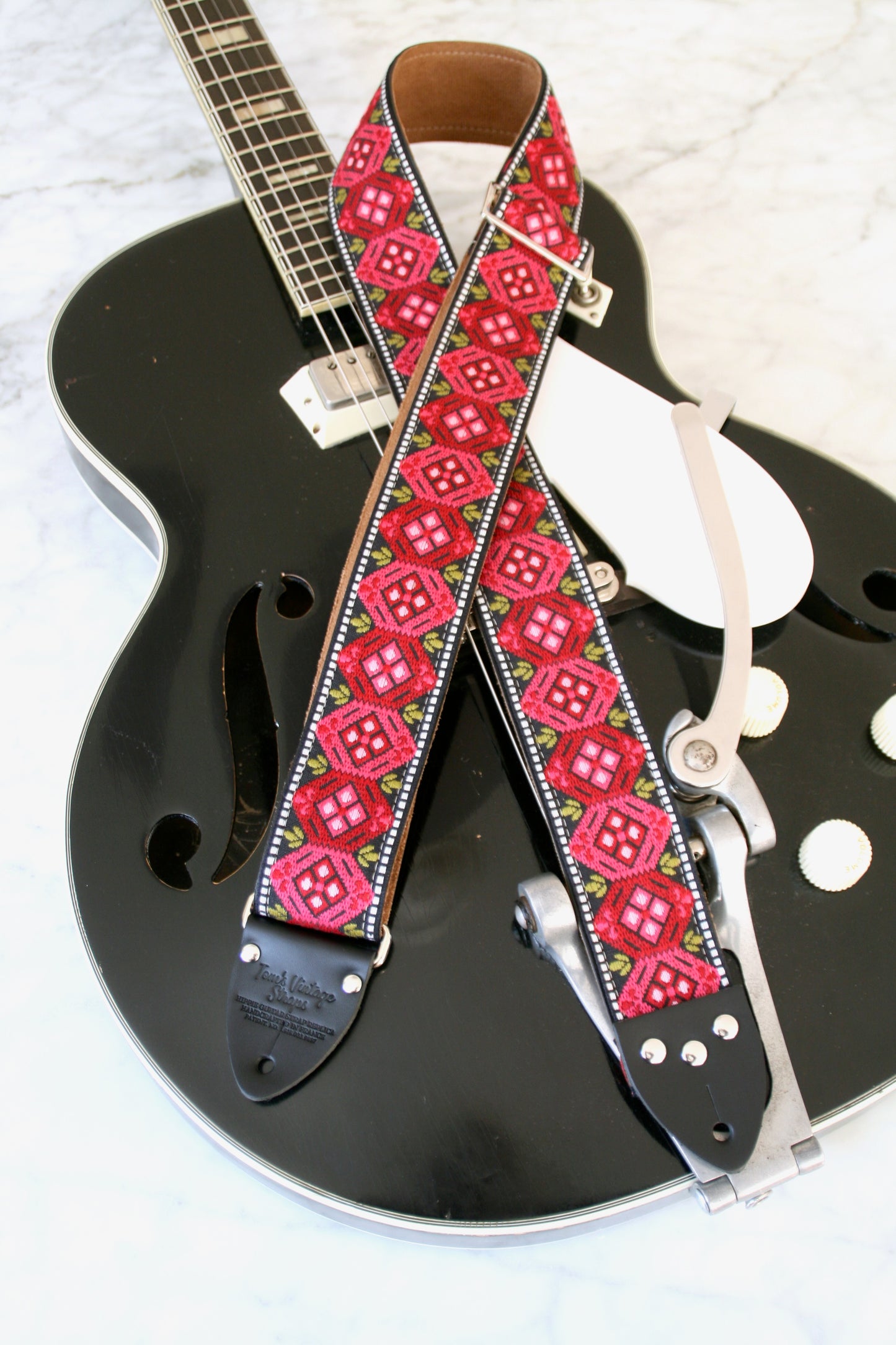 Burgundy 'Honeycomb'  Guitar/Bass Hippie Strap