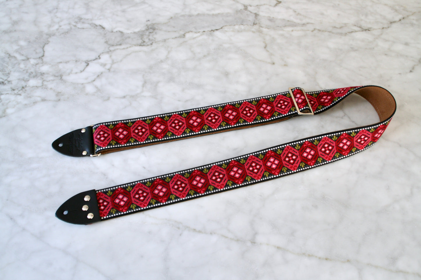 Burgundy 'Honeycomb'  Guitar/Bass Hippie Strap