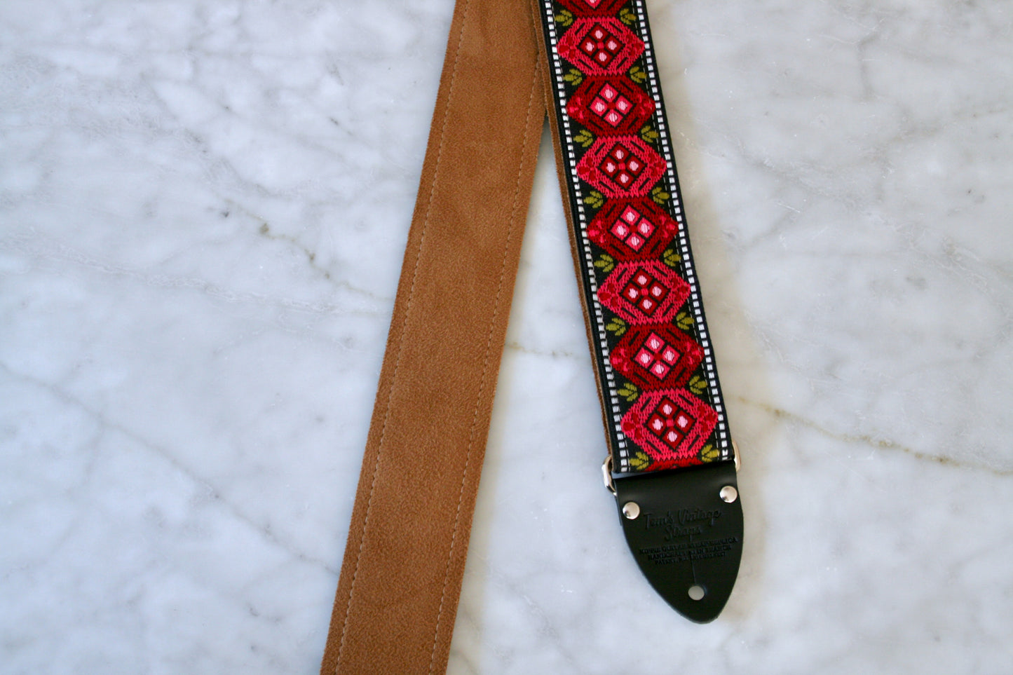 Burgundy 'Honeycomb'  Guitar/Bass Hippie Strap