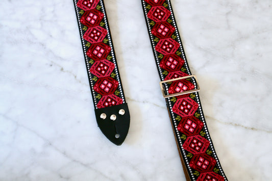 Burgundy 'Honeycomb'  Guitar/Bass Hippie Strap