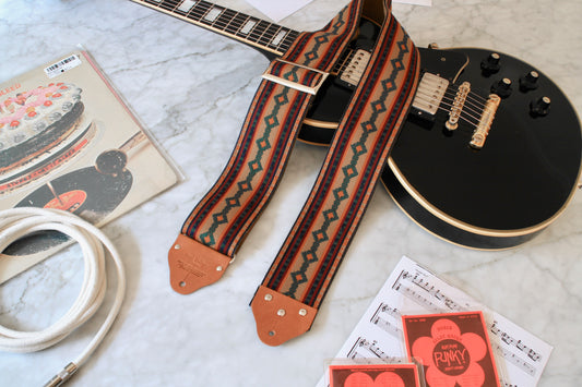 Custom wide 3" Walnut 'Diamonds' Guitar/Bass Hippie Strap