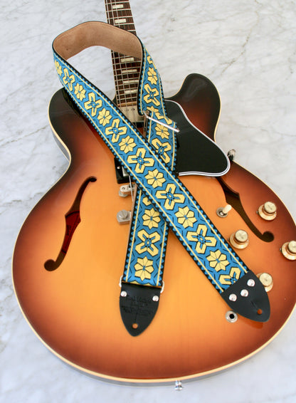 Turquoise 'Greenwich' Guitar/Bass Hippie Strap