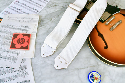 Custom wide 3" White 'Corduroy' Guitar/Bass Hippie Strap