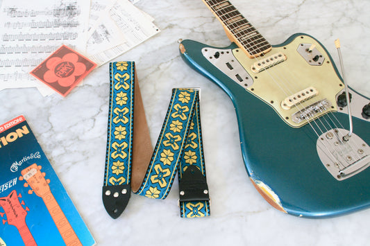 Turquoise 'Greenwich' Guitar/Bass Hippie Strap