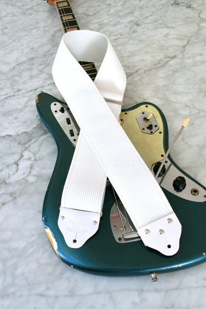 Custom wide 3" White 'Corduroy' Guitar/Bass Hippie Strap