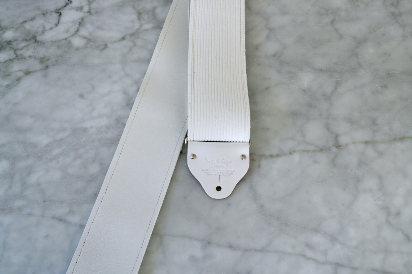 Custom wide 3" White 'Corduroy' Guitar/Bass Hippie Strap