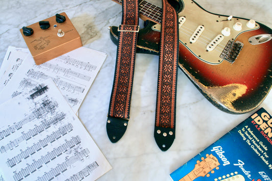 Bronze 'Poinsettia' Guitar/Bass Hippie Strap